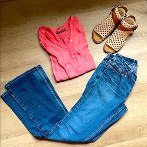 Express Low Rise Medium Wash Boot Cut Denim